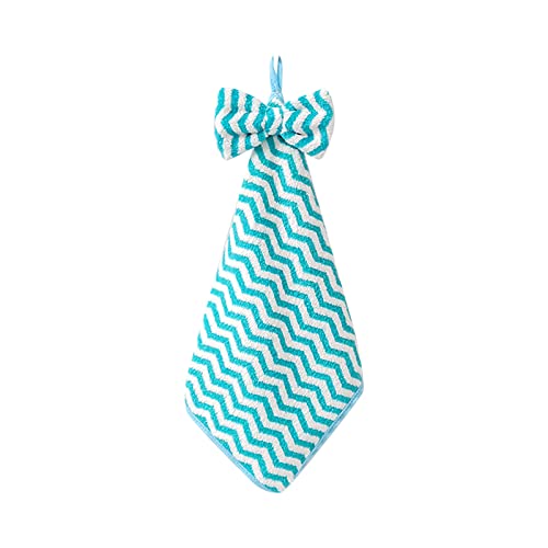 Jipersuo Juego de toallas de mano para colgar en la cocina, para el hogar, con lazo, diseño de dibujos animados, absorbente, para lavar platos, color azul, talla única