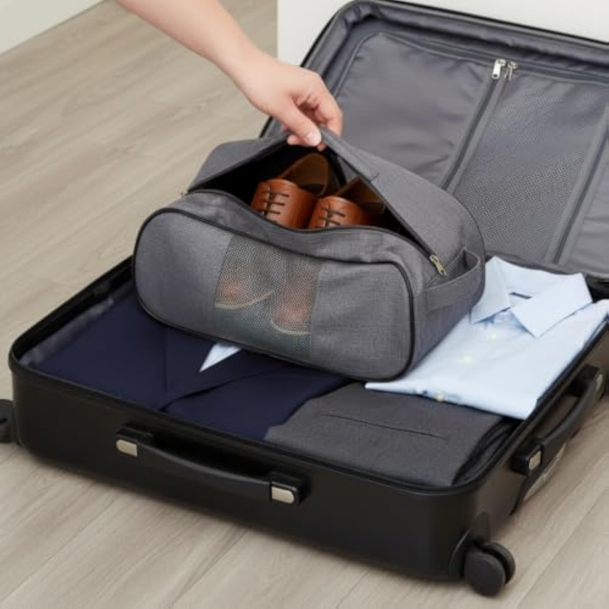 Portable Travel Shoe Bag with Breathable Mesh, Dustproof