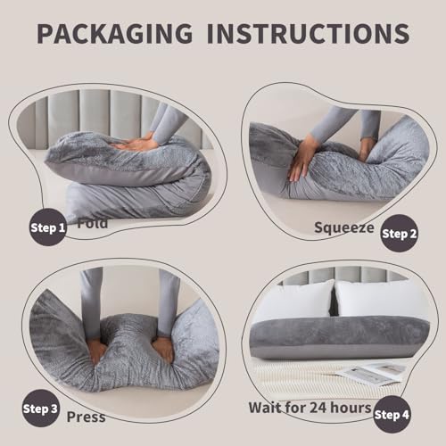 WhatsBedding Memory Foam Body Pillow with Plush Fuzzy Cover, Full Body Pillow for Adults, Long Pillow for Sleeping, Soft Pillow Fluffy Supportive