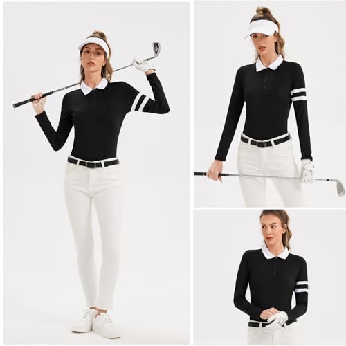Image of Soneven Women's Golf Shirt Moisture Wicking Long Sleeve Shirt Half Zip Pullover Athletic
