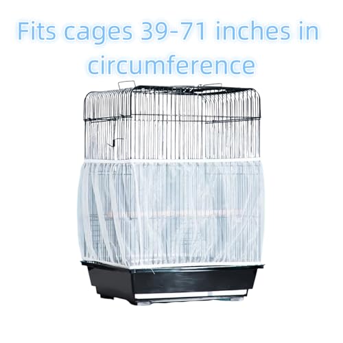 Image of Bird Cage Seed Catcher, Suitable for Ranging from 39 to 71 Inches, Stretchy Form Fitting Mesh Skirt Cover for Parrot Enclosures, Parakeet Cage, Bird Cage Accessories, Small Bird Cage