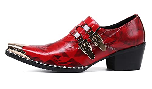Santimon Mens Western Boots Leather Fashion Casual Metal Tip Slip on Dress Shoes3