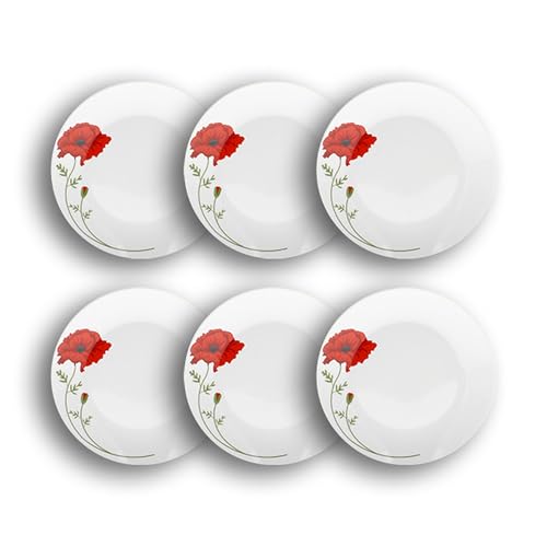 NOVASTYL - Lot6 assiettes à dessert coquelicot 19.5cm porcelaine - 2614927