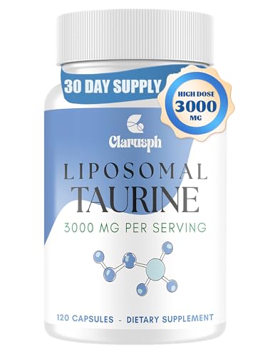 Clarusph Taurine Supplement Liposomal Taurine 3000mg - High Dose Taurine Amino Acid Supplement for...