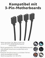 upHere Gaming ARGB-Splitterkabel, ARGB-Verlängerungskabel, 5V 3-poliges adressierbares Kabel für Computergehäuse, CPU-Kühler und 5V RGB Lüfter, PC Kabel (2er-Pack) – Ansicht 4