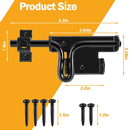 Door Lock Bolt Gate Latch - Heavy Duty Fence Slide Latches Outdoor Doors Latches Hardware Vinyl Gates Locks Black Barrel Bolt Locking Sliding Bolt Latch Padlock Hole For Wooden Fence Yard Shed Barn #TOP6