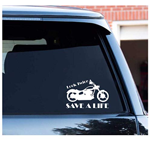 Image of Custom Decal Car for Motorcycle Look Twice Save a Life for Car, Truck, Funny, Tumbler, Window, Motorcycle, Helmet, Bumper, Decal for Laptop, Phone, Home Decoration / 4 in x 6 in /White