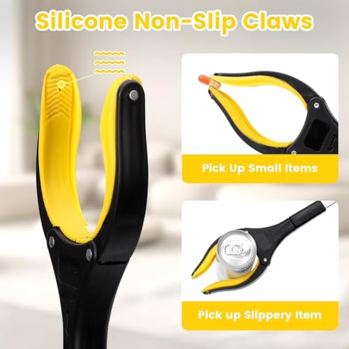 Image of HOME CUBE Foldable Reacher Grabber Tool with Magnetic Tip, Folding Trash Pick Up Stick, 360 Rotating Anti-Slip Jaw 3.5 inch Wide Claw, Long Reach Pickup Stick for Elderly, Disabled, Home, Garden