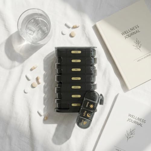 Image of Premium Medicine organizer Box- Waterproof Weekly Medicine organizer- Medicine Box for home, 7 days tablet organizer For Home-Large Pill Organizer Box Case (Black-4 Compartment (Standing))