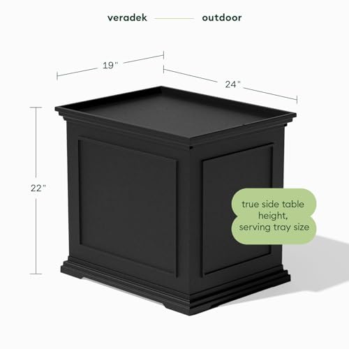 Image of Veradek Brixton Tray Table - 2-in-1 Outdoor Side Table with Storage and Tray for Patio /Porch | Durable All-Weather Resistant | Classic & Functional