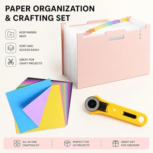 12x12 Scrapbook Paper Storage Box,13 Pocket Expandable Craft Holder,A — 사진 3
