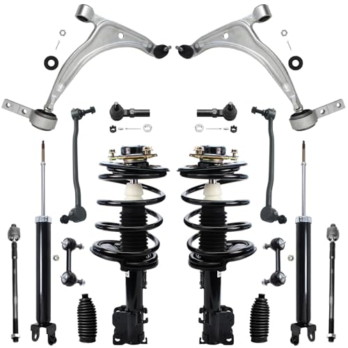 Image of Detroit Axle - 2.5L 16pc End Kit for 2002-2006 Nissan Altima, Front 2 Lower Control Arms Ball Joints 4 Tie Rods 2 Boots 2 Struts Spring 2 Rear Shocks 4 Front Rear Sway Bars 2003 2004 2005 Replacement