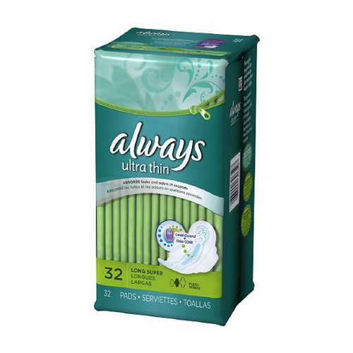 Ultra Thin Pads with Wings, Super Long, 32/Pack, 6 Packs/Carton
