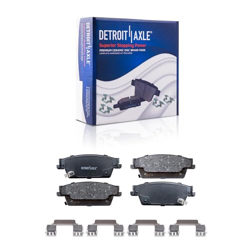 Image of Detroit Axle - Brake Pads for 2004-2009 Cadillac SRX, 2006-2007 CTS, 2005-2008 STS, Front and Rear Ceramic Brake Pads w /Hardware Replacement