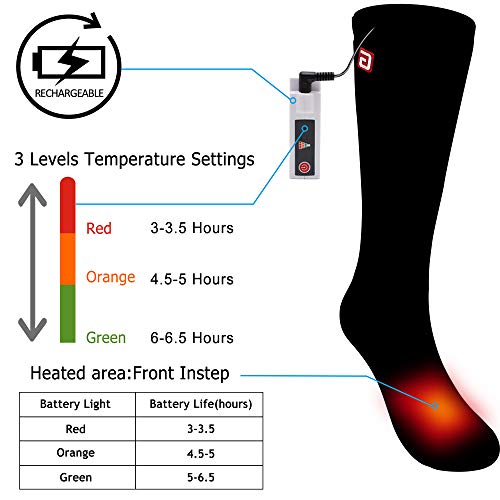 Autocastle Electric Heated Socks Rechargeable Battery Heat Sox Kit for Men Women,Unisex Winter Warm Battery Powered Heating Thermal Stockings,Novelty Sports Outdoor Heated Socks Hunting Foot Warmer