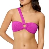YSABEL MORA. Top Bikini Asimétrico Copa B. Sin Aro Y con Relleno Extraíble. Tejido Crinkle Texturizado .Colección Seasalt.