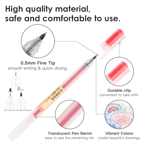 Fine Tip Colored Gel Pens, 28-Count 0.5mm Fine Point Pen, Smooth Writing Pens No Bleed Through, Ballpoint Planner Pen for Bible Journaling, Adult Coloring, Note Taking, Office School Supplies
