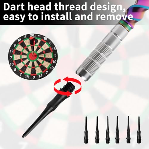 runxsam 300 Stück Dartspitzen Kunststoff Schwarze, Softdart Spitzen Softdarts, Dartpfeil Spitzen mit 2BA Gewinde, Ersatzspitzen, Dartpfeile Kunststoffspitzen, mit Aufbewahrungsbox