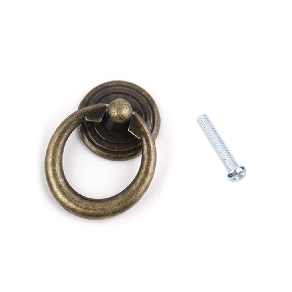 Boutons de tiroir en bronze antique lot de 4 poignées à anneau pour commode et armoire
