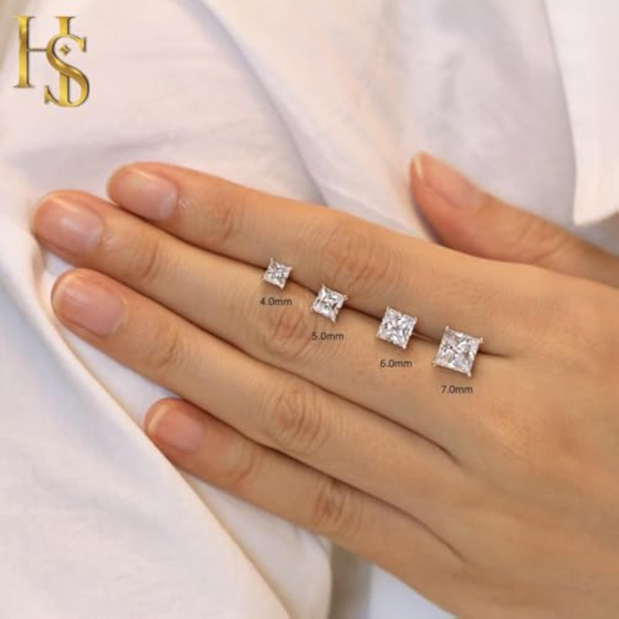 Men's 925 Silver Sparkling Martini Square Solitaire Stud Earring