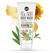 Puriya Tea Tree Body Wash, Use with Jock Itch, Athletes Foot, Body Back Acne Treatment, Moisturizing Natural Wash for Men, Women, Dry Skin, Eucalyptus, Mint Oil Shower Gel Soap