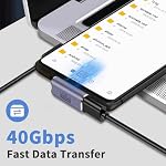 Duttek 90 Degré USB C Adaptateur d'extension 100W, 40Gbps, Angle droit USB C Adaptateur homme à femme pour ordinateur portable, tablette et téléphones paquet de 4