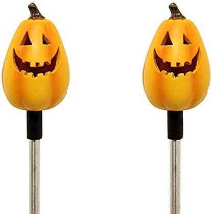 Unique Gadgets & Toys Solar Powered Tall Pumpkin Garden Stake Landscape Color Change Lights (Set of 2)