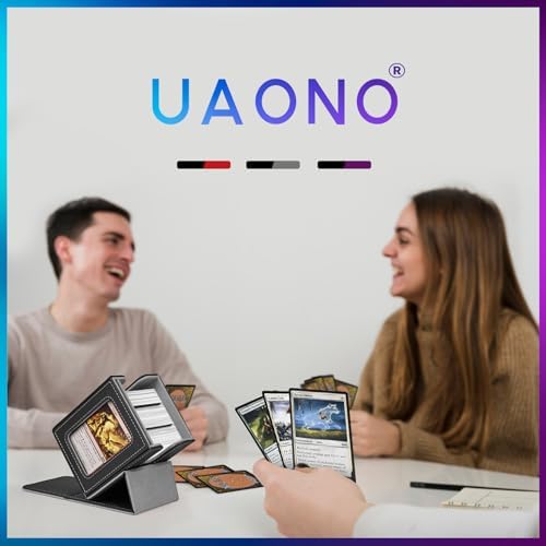 UAONO Card Deck Box with MTG Commander Display, Patented Design Card Deck Case Holds 100+ Double-Sleeved Cards, PU Leather Cards Storage Box For TCG with 2 Dividers, 1 Toploader (Black) — view 7