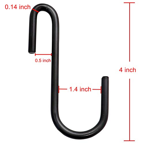 Image of YourGift 10 Pack 4 Inch Heavy Duty S Hooks S Shaped Hooks Hanging Hangers Hooks for Kitchen, Bathroom, Bedroom and Office: Pan, Pot, Coat, Bag, Plants (10 Pack /Black /Large)