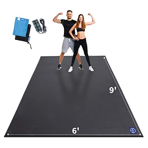 Extra Large Exercise Mat 9' x 6' x 7mm, High-Density Workout Mats for Home Gym Flooring, Non-Slip, Extra Thick Durable Cardio Mat, Ideal for Plyo, MMA, Jump Rope - Shoe Friendly