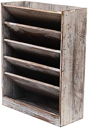 Superbpag Wood Wall Mounted File Holder Organizer Literature Rack 5 Compartments