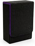 Single Deck Leather Poker Card Case – Playing Card Holder with Magnetic Closure, Fits Standard Poker Size Cards, Premium Card Protector for Travel & Game Night (Black-Purple)