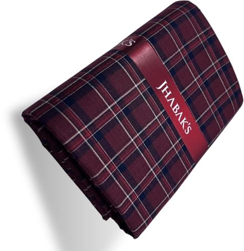 Image of JHABAK'S Cotton Blend Unstitched Checkered Fabric for Men - 2.35m Shirt Piece / 3m Kurta Piece - Width 36 Inches