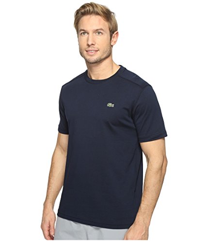Lacoste Men's Short Sleeve Crew Neck Solid Jersey Technical T-Shirt, Navy Blue, X-Large #TOP1