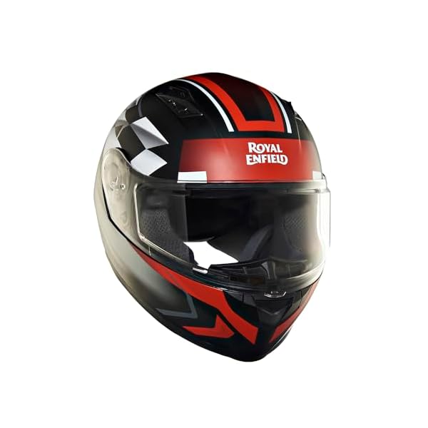 Royal Enfield ISI Certified Lightwing Full Face Riding Riding Helmet Checks Matred (XL) 62 Cm-High Impact Grade Thermoplastic & High Density Head EPS Liner for Superior Impact Protection & Durability