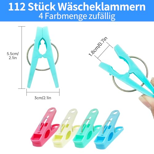 Nadinsta 112 Pcs Clothes Pegs for Washing Line With Durable Spring 4 Colors Extra Strong Washing Line Non Slip Laundry Pegs - Image 2