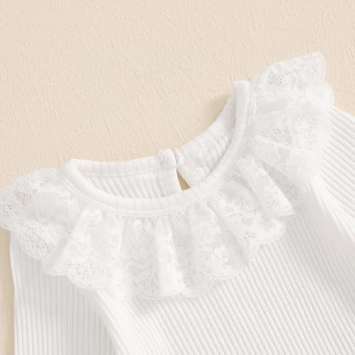 My First Christmas Baby Girl Outfit Rib Knit Lace Romper Santa Corduroy Suspenders Dress Infant Fall Winter Clothes3