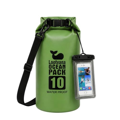 Bolsa seca impermeable lootvana de 10 litros con cierre enrollable y correa ajustable para kayak, camping y pesca miniatura 1
