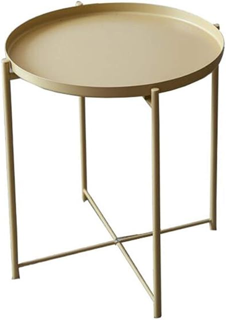 Table XIAOYAN Simple Coffee, Round Side Iron Living Room Balcony Storage Plant Display Gold