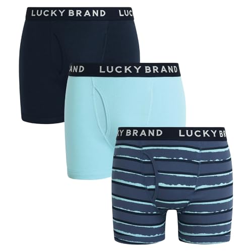 Lucky Brand Mens Boxer Briefs - 3 Pack Soft Cotton Boxers for Men with Functional Fly - 4