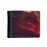DIYthinker Uomo Fancy Lion a Forma di Nebulosa Rosso in Dark Universo Flip Bifold Faux Leather Wallet Gift Borsa schede Multi-Funzione