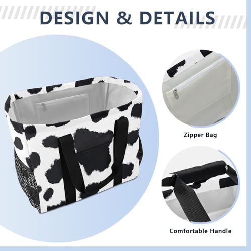 Cute Cow Pattern Large Beach Bag Waterproof Beach Tote Bags for Women Travel Gym Pool4