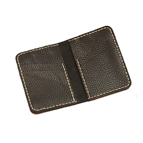 New style HandMade Hand-sewn leather card bag wallet large capacity multi-slot folding short style wallet (BLACK)2