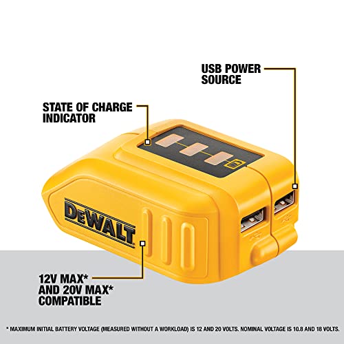 Dewalt 12V/20V Max* Usb Charger, Tool Only (Dcb090),Yellow #TOP1