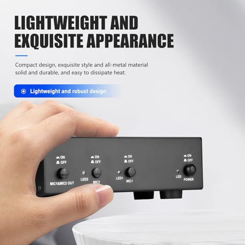 MC2 2 Kanal 48V Phantomspeisung mit 3.5mm Audiokabel zum Anschluss von Audio-Interface für Kondensatormikrofone Musikaufnahmegeräte (2 Kanäle)