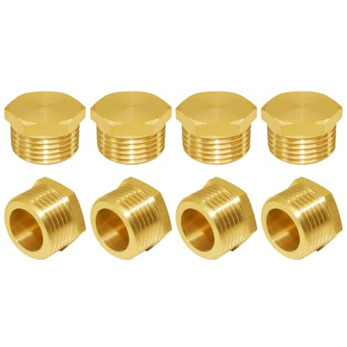 Joywayus Enchufe de latón macho de 3/4 pulgadas GHT, Adaptador para Manguera de Jardín (paquete de 8)