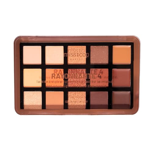 MISS COP MAKEUP – Palette Yeux Rayonnante 4 – 15 Fards à Paupières Mat & Irisé – Maquillage Regard Naturel & Lumineux