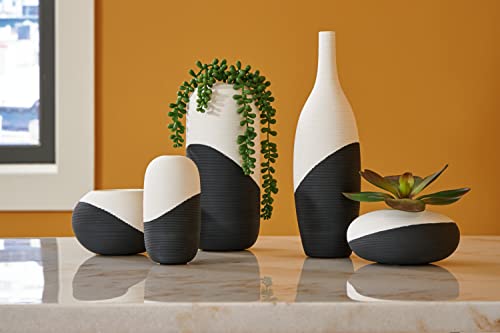 Signature Design By Ashley Natilain Modern Ceramic Accessory Set, Set Of 5, White & Black #TOP1