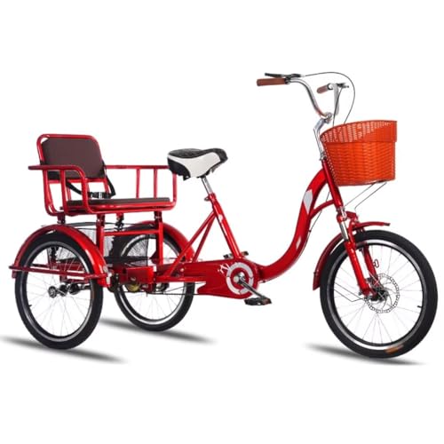 Triciclo Adulto Tandem con Asiento Trasero Rojo 20" miniatura 1