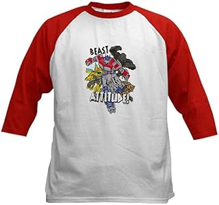 CafePress Transformers 7 Beast Attitude! Baseball Jersey Kids Cotton Baseball Jersey, 3/4 Raglan Sleeve Shirt Red/White